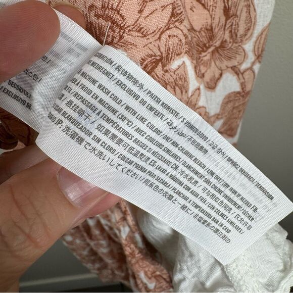 Abercrombie & Fitch Floral Button Slit Maxi Dress Linen Blend V Neck Medium - Picture 7 of 8